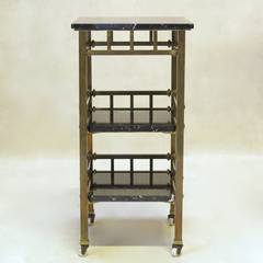 Brass and Black Marble Bedside Table, France, circa 1920s