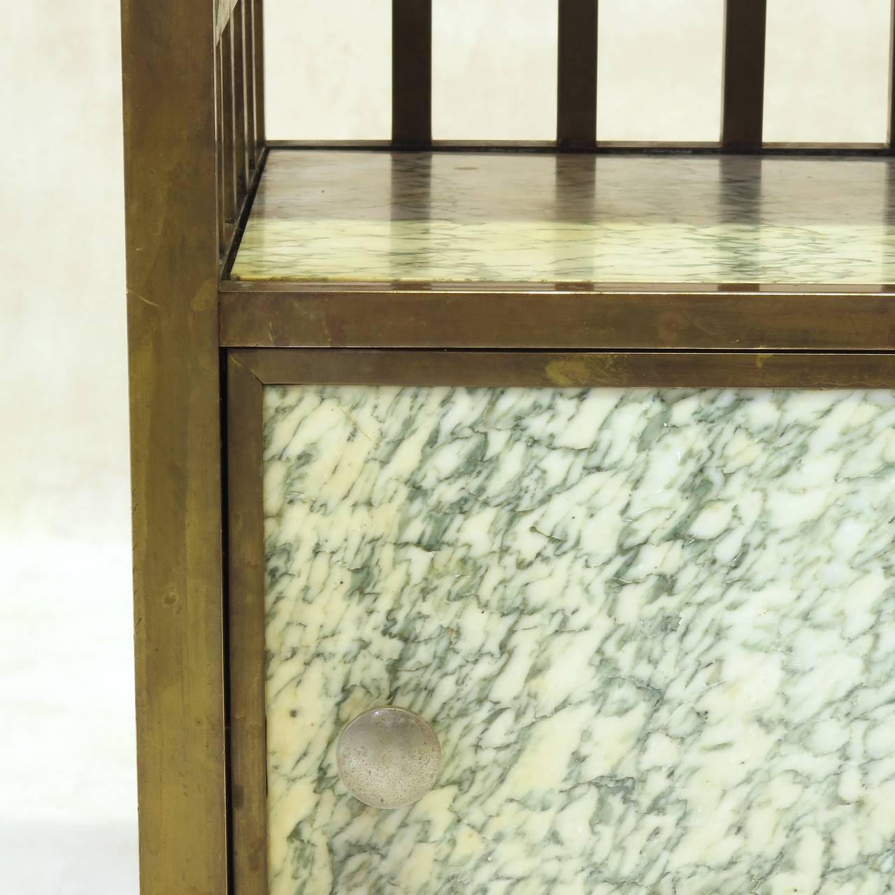 20th Century Brass & Campan Marble Bed Side Table - France, 1920s