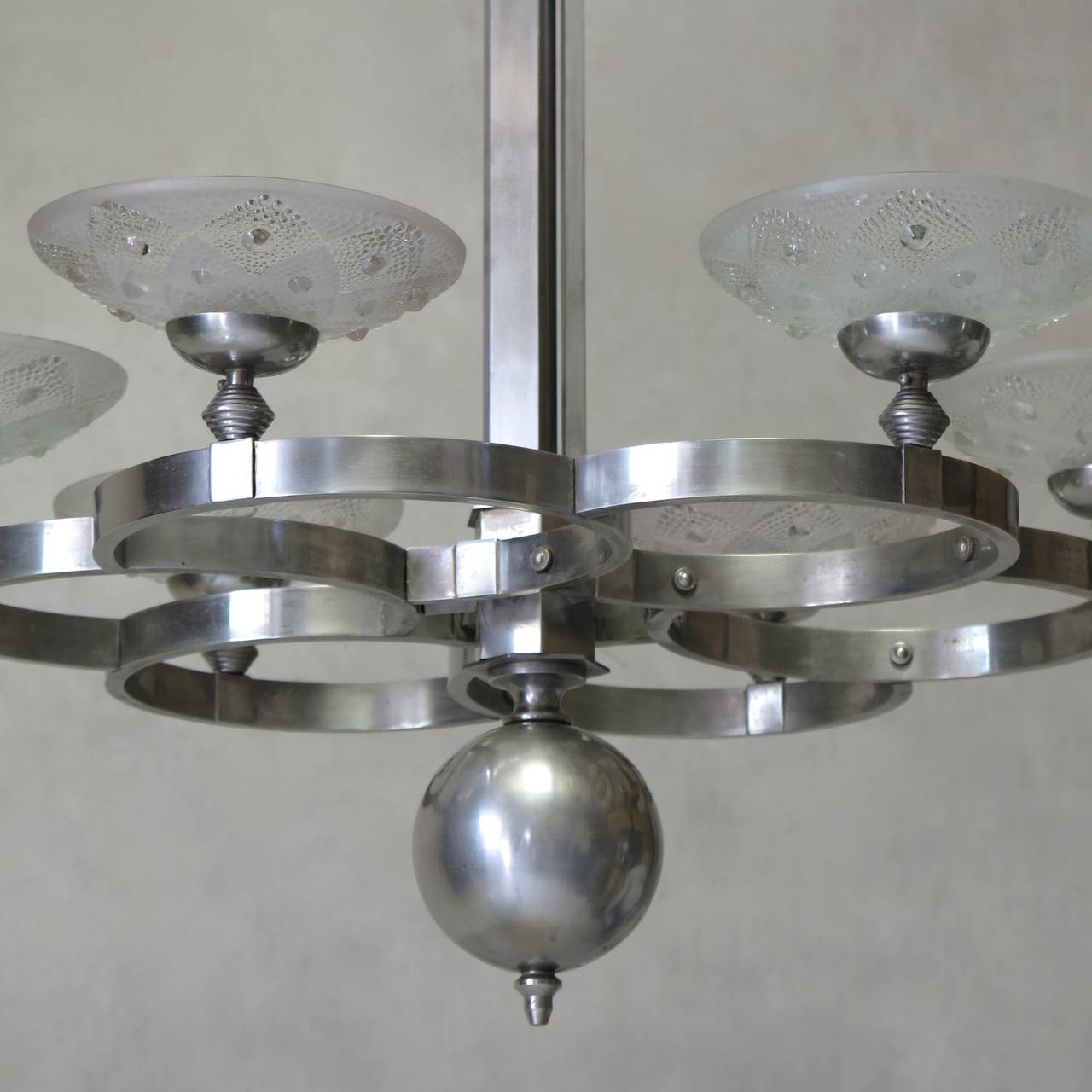 French 1930s Modernist Chandelier For Sale 1