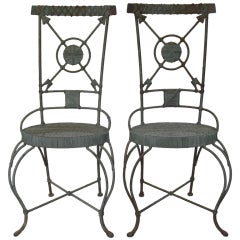 Vintage Pair of 1940s Metal and Wire Chairs