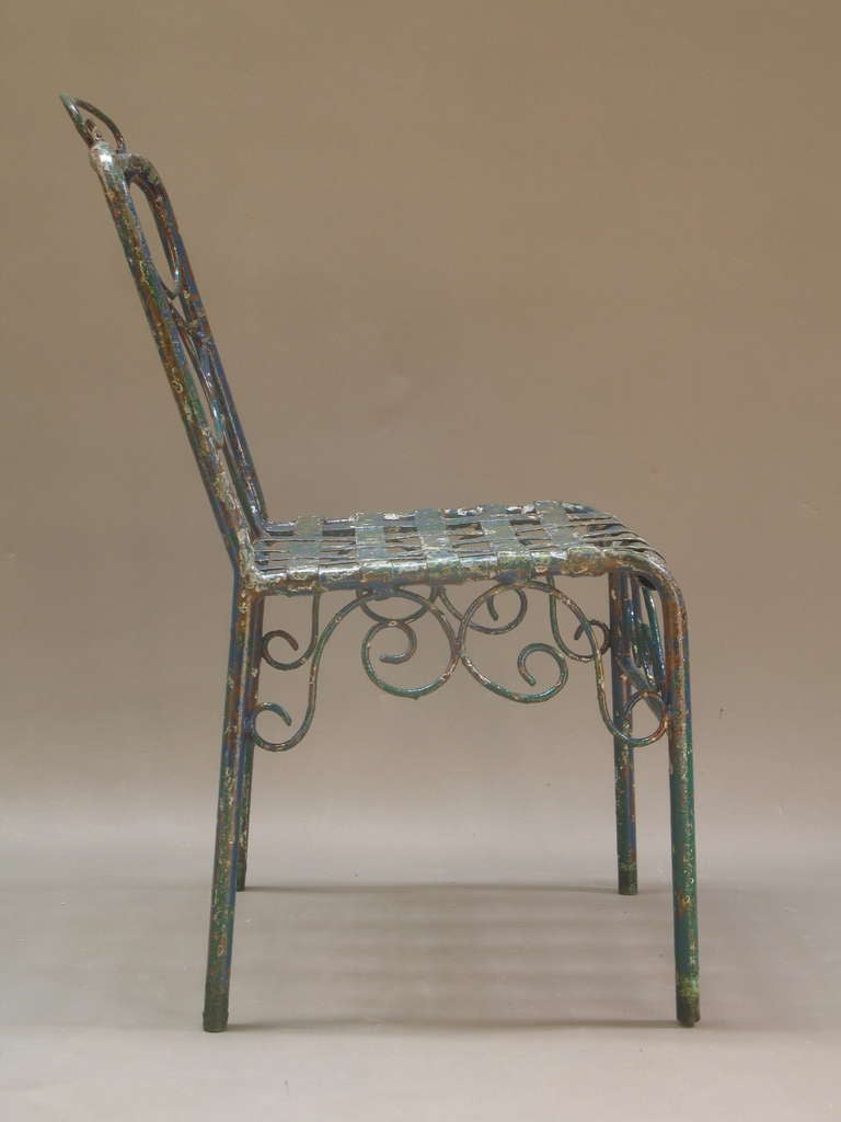 Mid-20th Century Set of Six Painted Iron Chairs