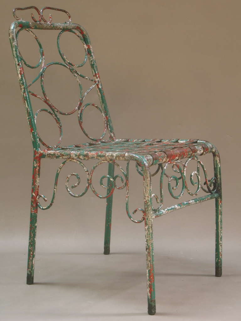 Set of Six Painted Iron Chairs 2