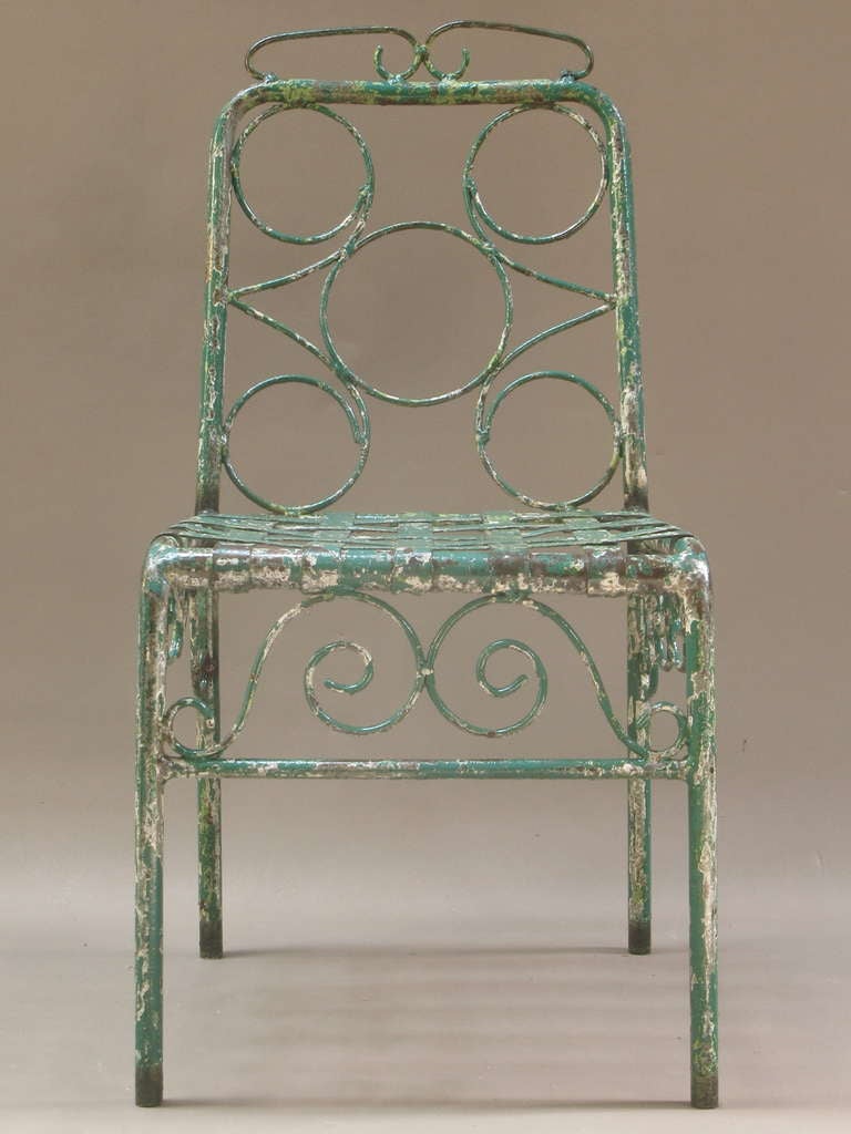 French Set of Six Painted Iron Chairs