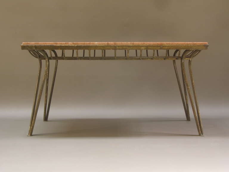 French Gilt Iron and Red Marble Low Table In Excellent Condition For Sale In Isle Sur La Sorgue, Vaucluse