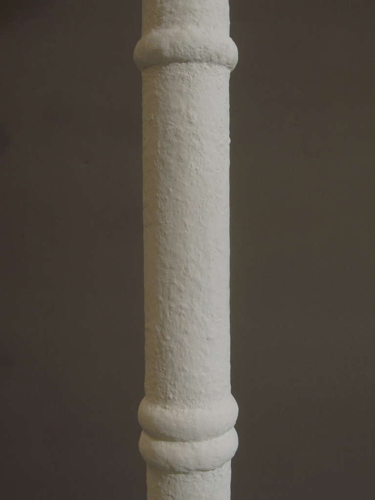 20th Century 1950s French Textured Plaster Torchiere Floor Lamp For Sale