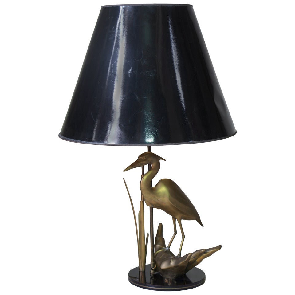 Brass Heron Lamp 