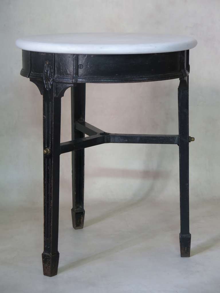 Unusual Pair of Hepplewhite Style Cast Iron and Marble Gueridons