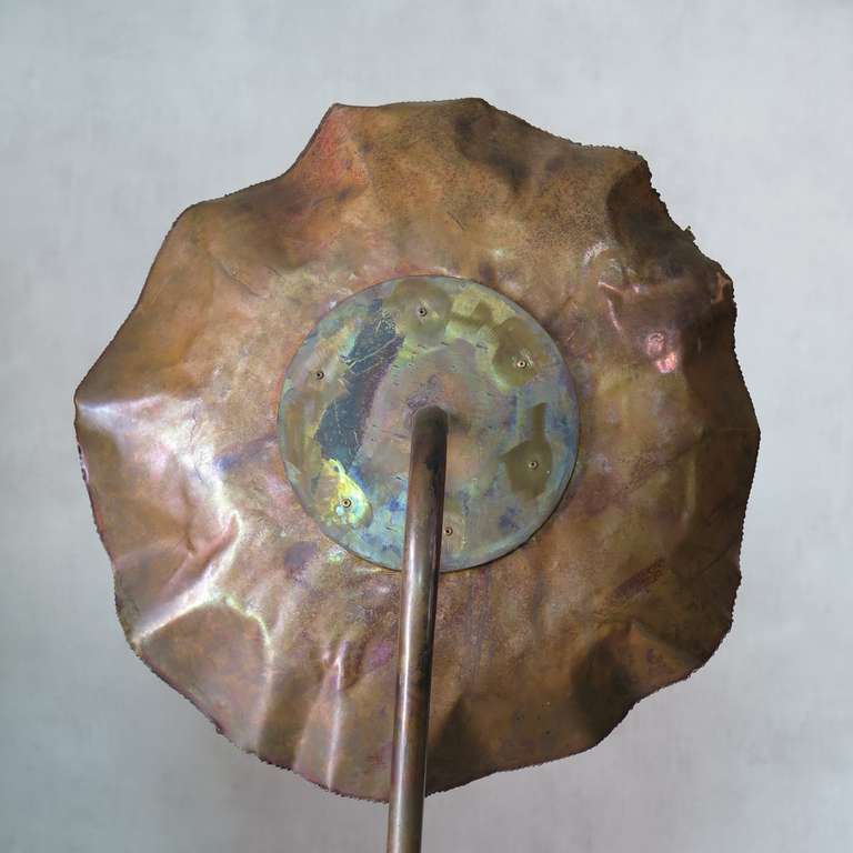 Large and Unusual Brutalist Copper Floor Lamp In Excellent Condition For Sale In Isle Sur La Sorgue, Vaucluse