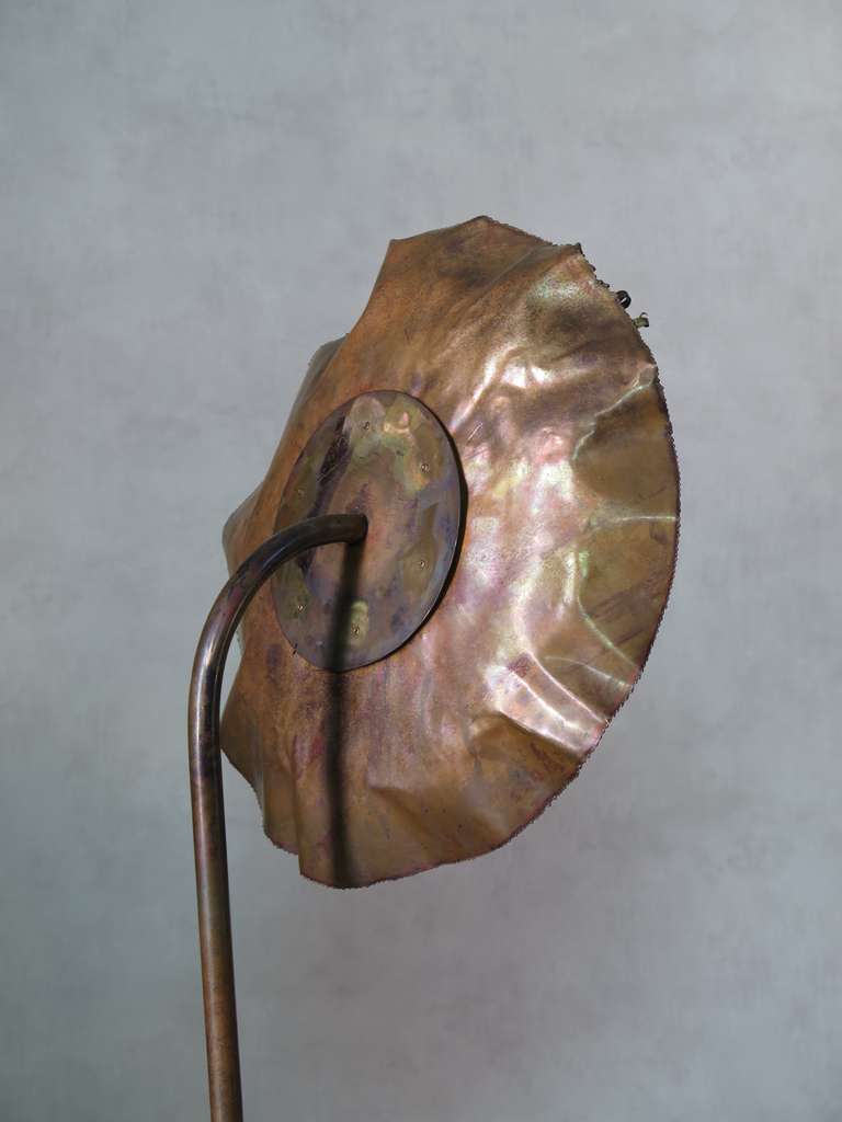 Mid-20th Century Large and Unusual Brutalist Copper Floor Lamp For Sale