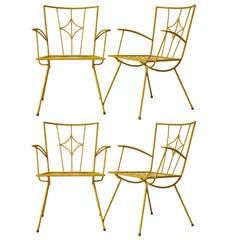 Retro Set of 4 Funky Iron Chairs - France, 1950s