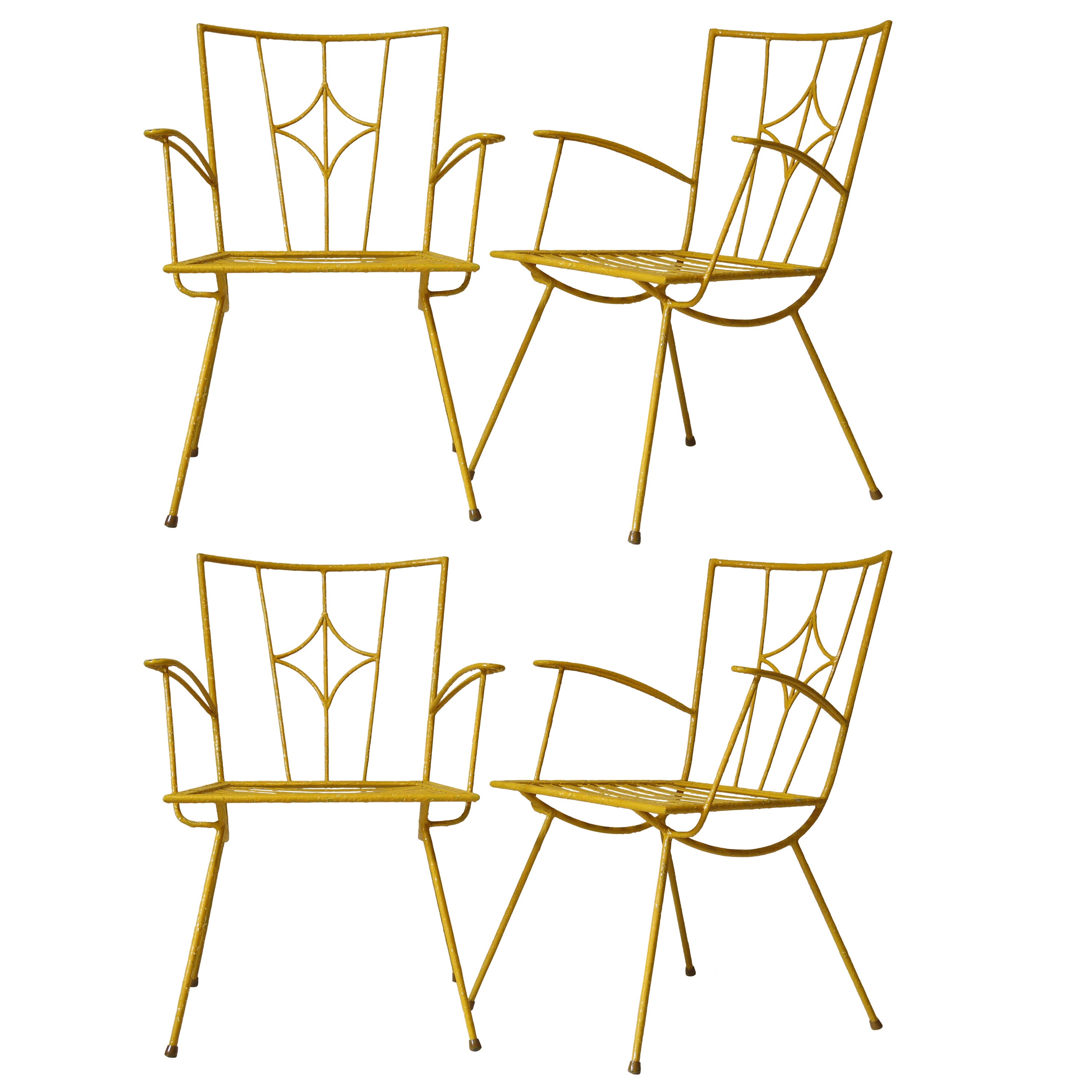 Set of 4 Funky Iron Chairs - France, 1950s
