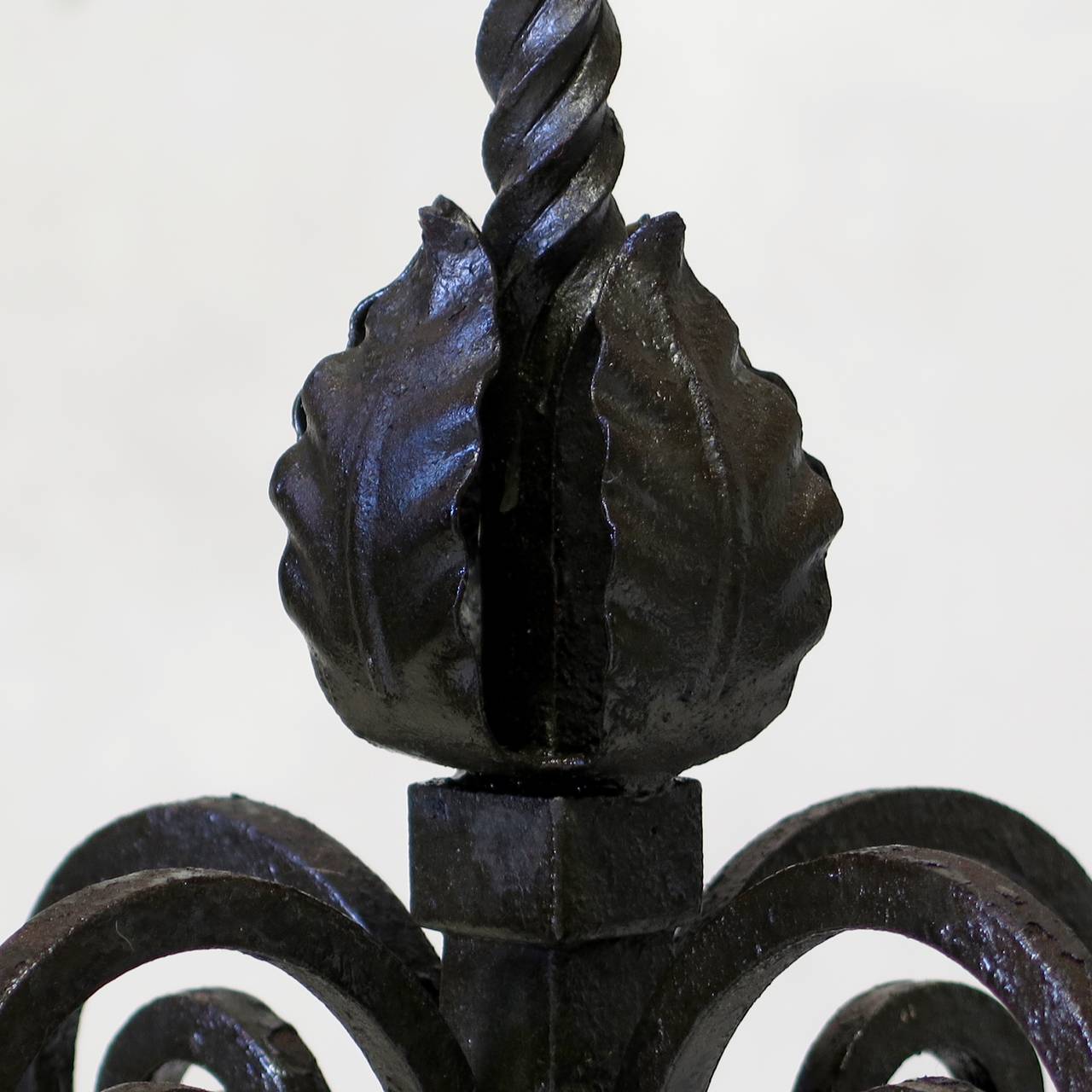 Italian Large Pair of Medieval Style Wrought Iron Candelabras - Italy, 19th Century For Sale