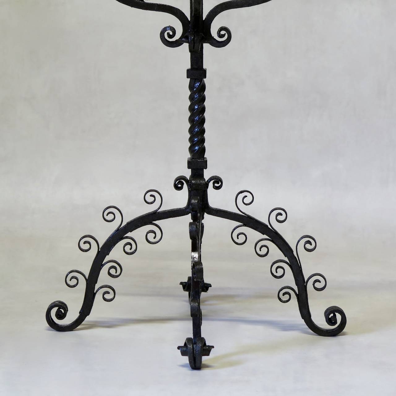 Large Pair of Medieval Style Wrought Iron Candelabras - Italy, 19th Century For Sale 1