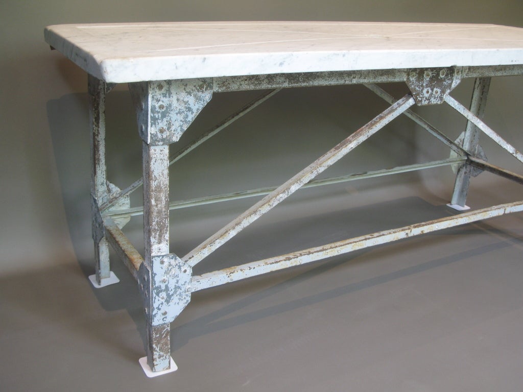 French Fishmonger's Table w. Wrought Iron Base and Marble Top 2