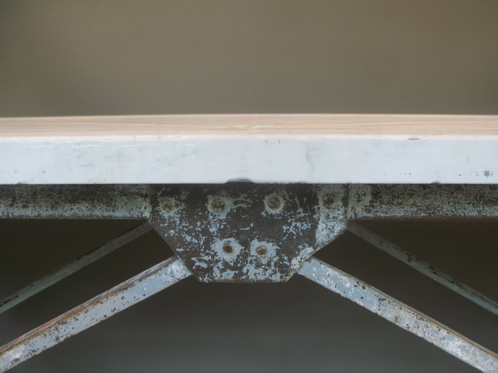 French Fishmonger's Table w. Wrought Iron Base and Marble Top 4