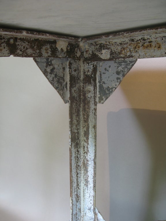 French Fishmonger's Table w. Wrought Iron Base and Marble Top 7