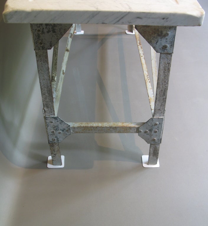 French Fishmonger's Table w. Wrought Iron Base and Marble Top 5