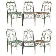 Set of Six Painted Iron Chairs 8