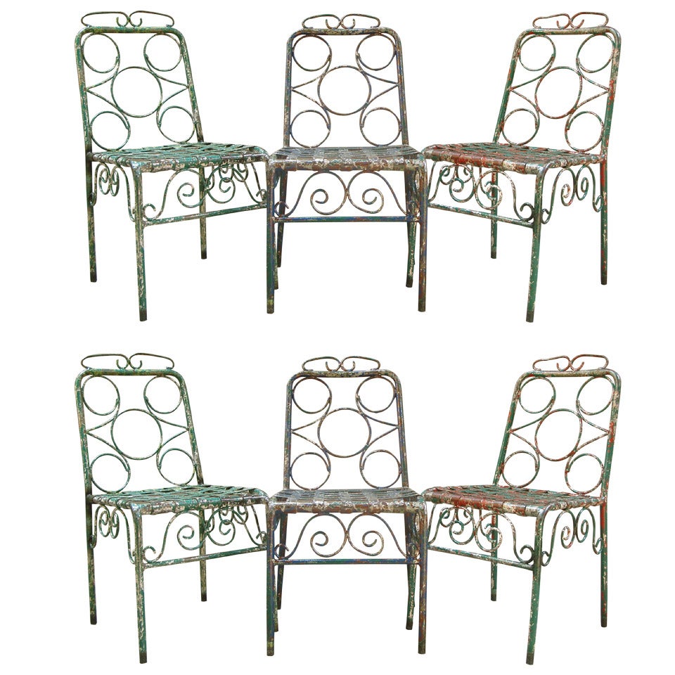 Set of Six Painted Iron Chairs