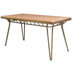 French Gilt Iron and Red Marble Low Table