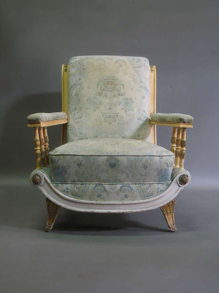 Theatrical and fun pair of unusual Italian armchairs. Large and comfortable.