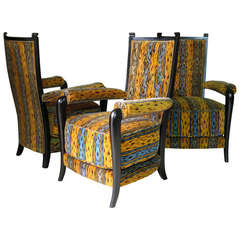 Vintage Set of Three Art Deco Armchairs, France, circa 1930s