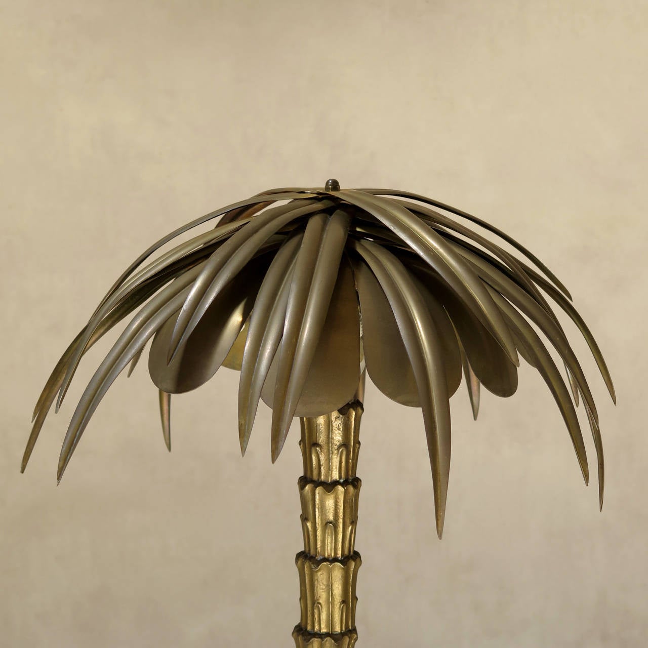 French Heavy Brass Palm Tree Lamp, France circa 1900s