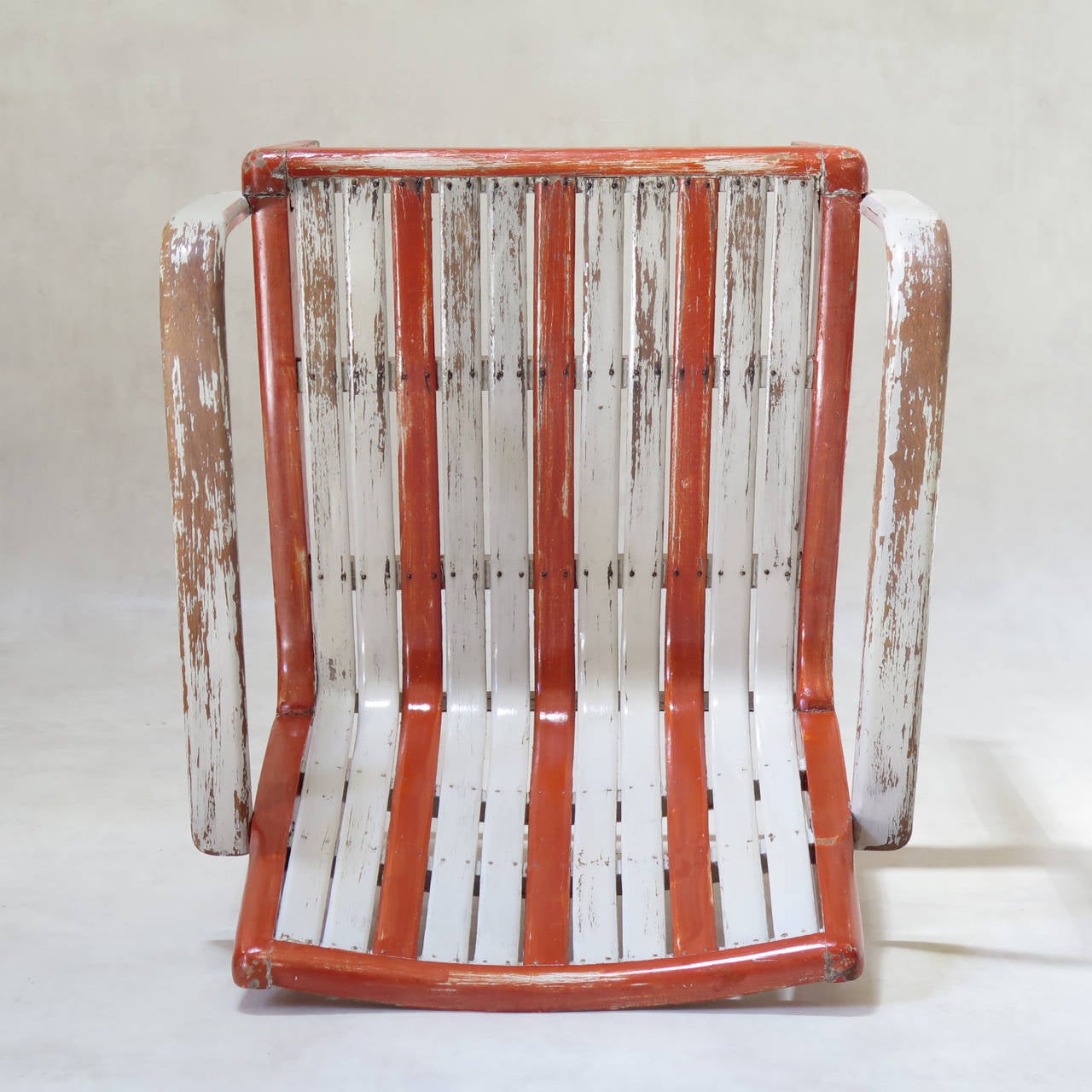 Beach Spirit Set of Four Armchairs and a Table, France, 1950s 3