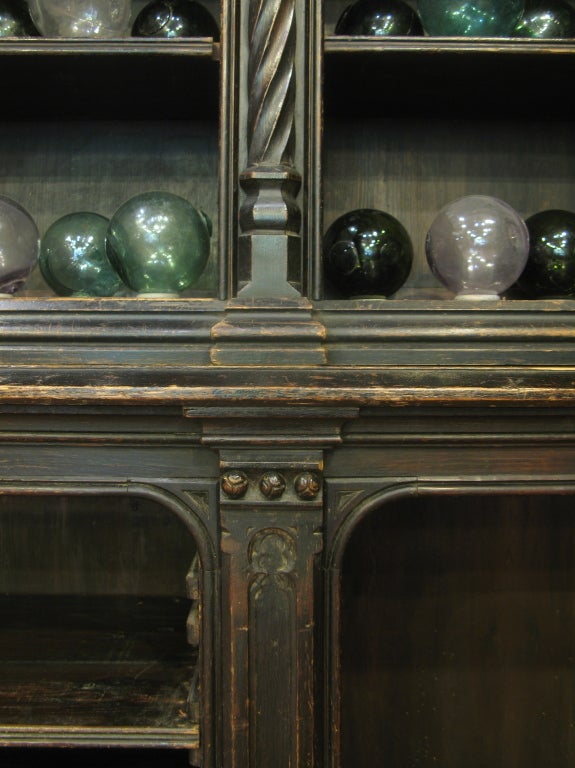 Pine Gothic Revival Bookcase or Display Cabinet