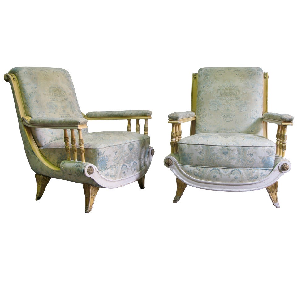 Pair of Crazy 1940s Italian Armchairs For Sale