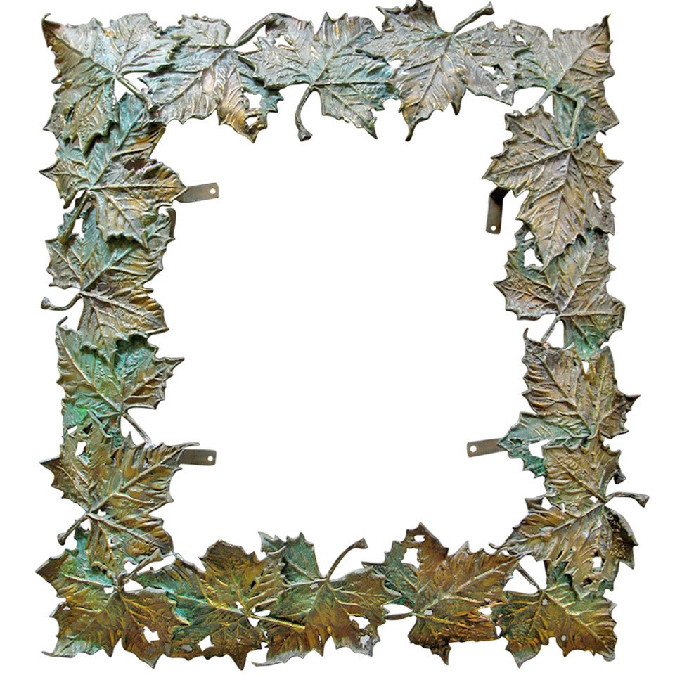 Patinated Bronze Leaf Frame For Sale