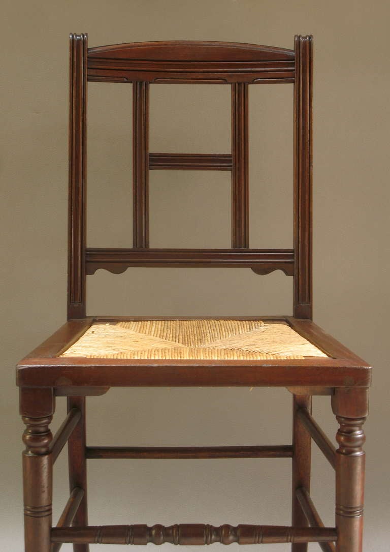 19th Century Set of Six Mahogany and Rush Dining Chairs For Sale