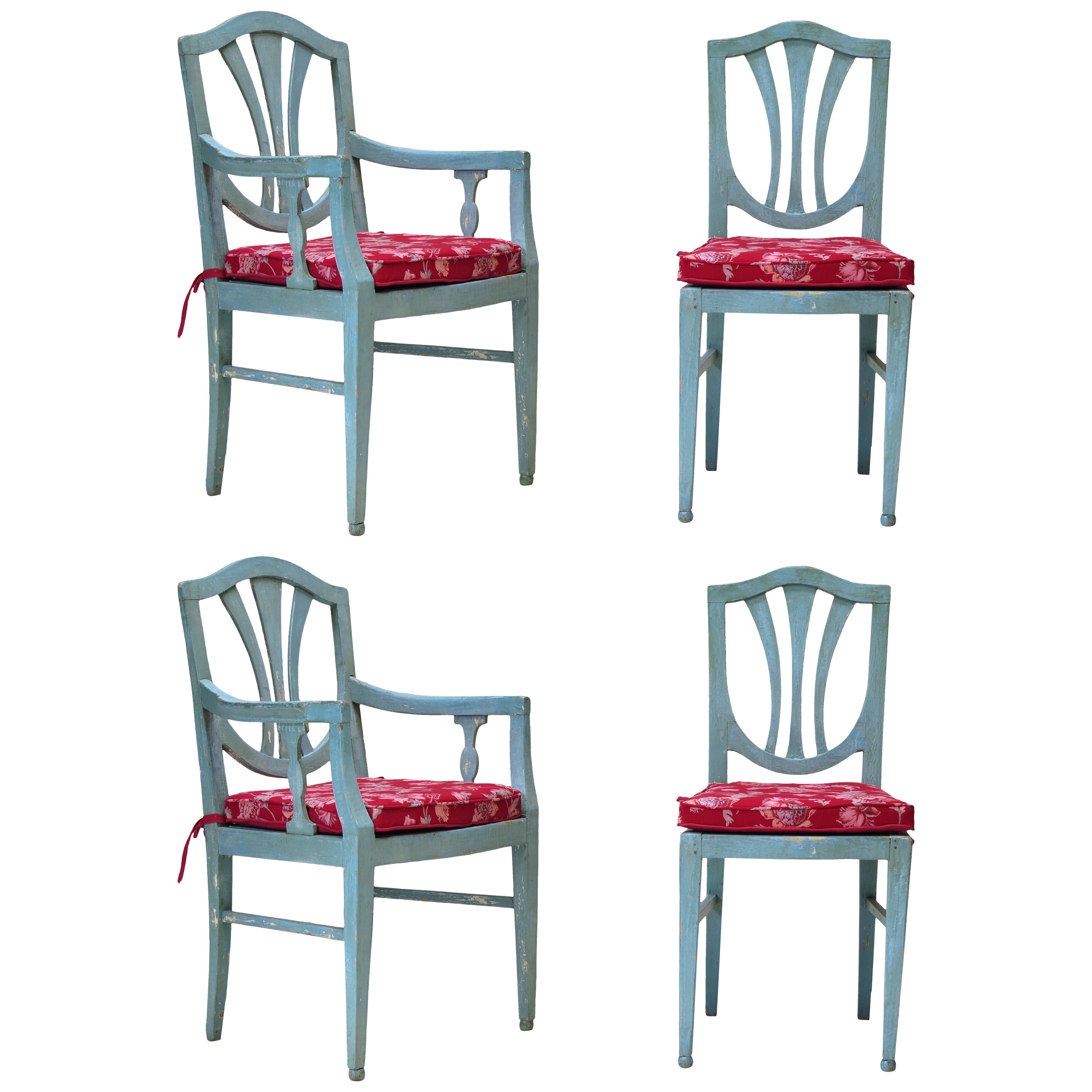 Two Chairs and Two Armchairs, France, circa 1920s For Sale