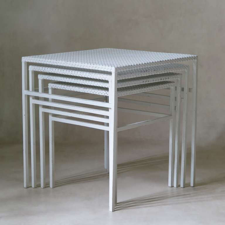 French Set of Four Nesting Tables by Mathieu Mategot