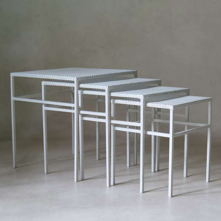 Mid-Century Modern Set of Four Nesting Tables by Mathieu Mategot