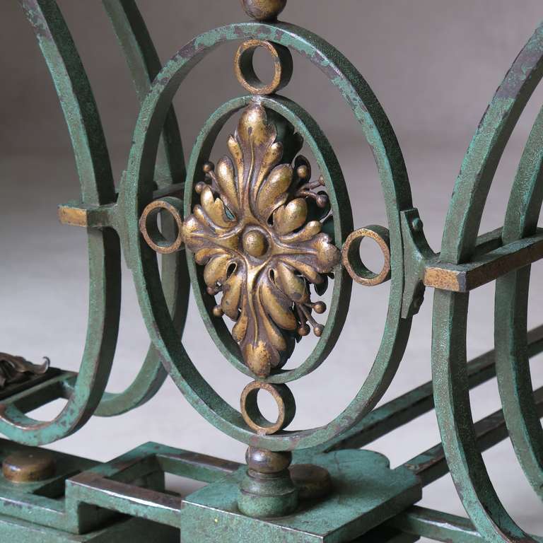 Exceptional Wrought Iron and Brocatelle Marble Table, France, 1940s For Sale 1