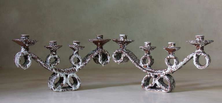French Large Pair of Marius Giuge Candelabras