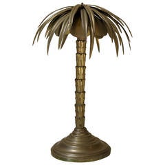 Antique Heavy Brass Palm Tree Lamp, France circa 1900s