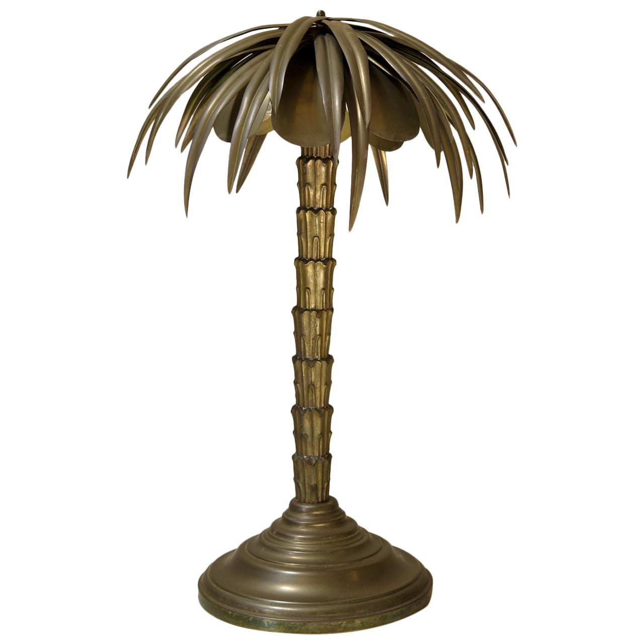 Heavy Brass Palm Tree Lamp, France circa 1900s