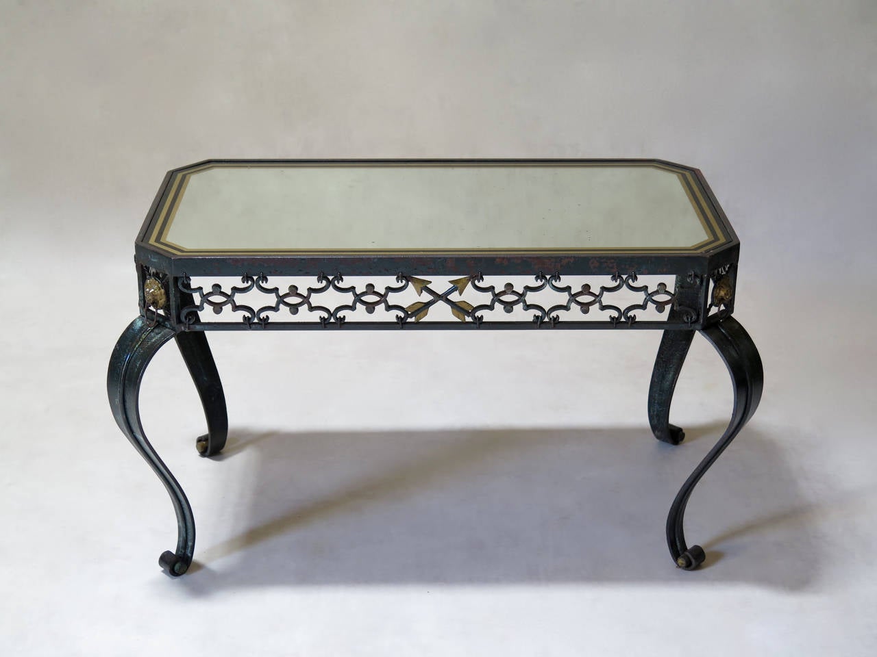 French Trio of Art Deco Wrought Iron Coffee Tables, France, 1940s For Sale