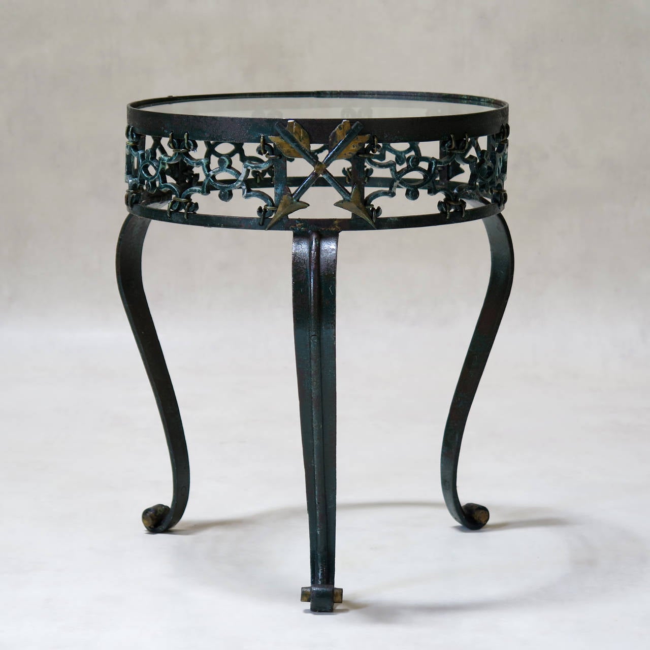 Trio of Art Deco Wrought Iron Coffee Tables, France, 1940s For Sale 3