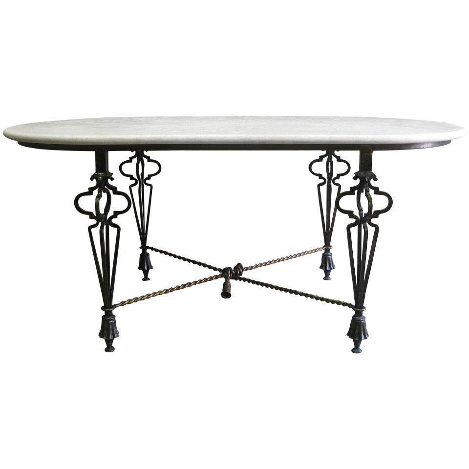 French 1950s Oblong Table in the Manner of Poillerat