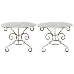 Vintage Small Pair of Low Wrought-Iron Side Tables