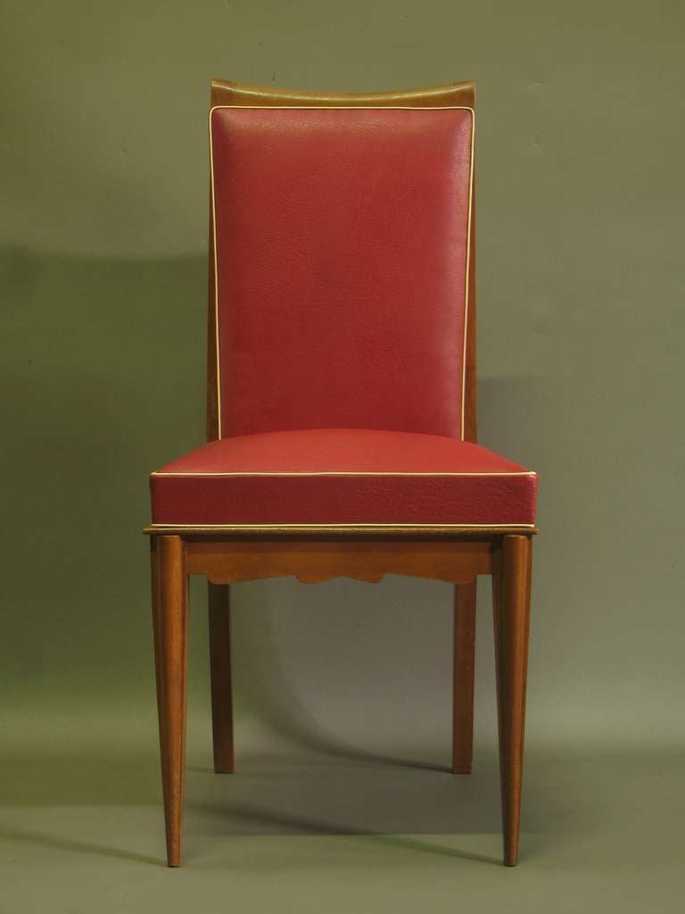 Mid-Century Modern Set of Six French 1950s Dining Chairs For Sale