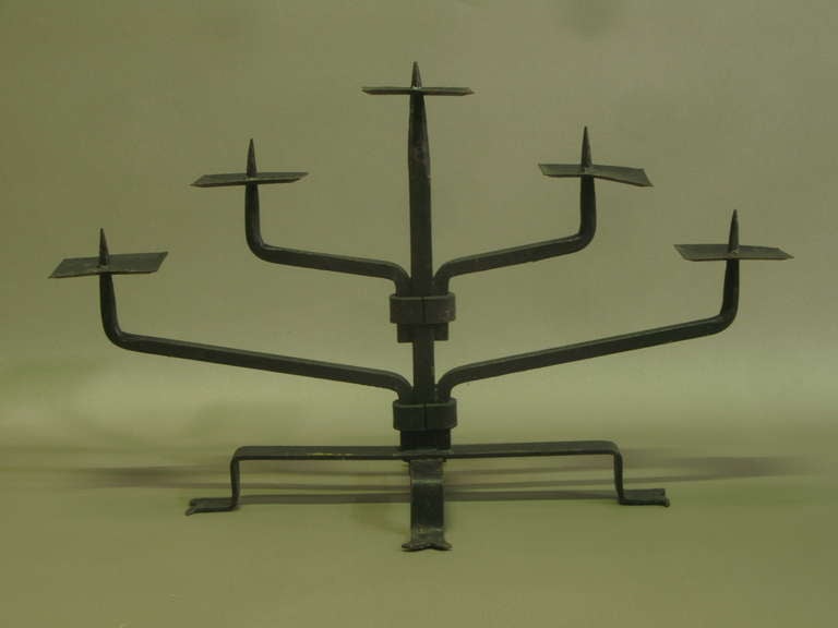 French Cubist Iron Candelabra (30 Available) For Sale