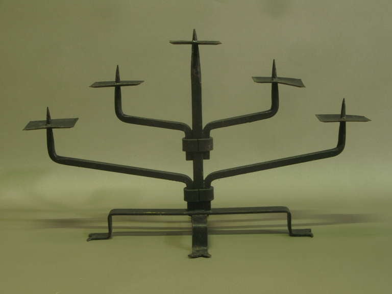 French Cubist Iron Candelabra (30 Available) For Sale