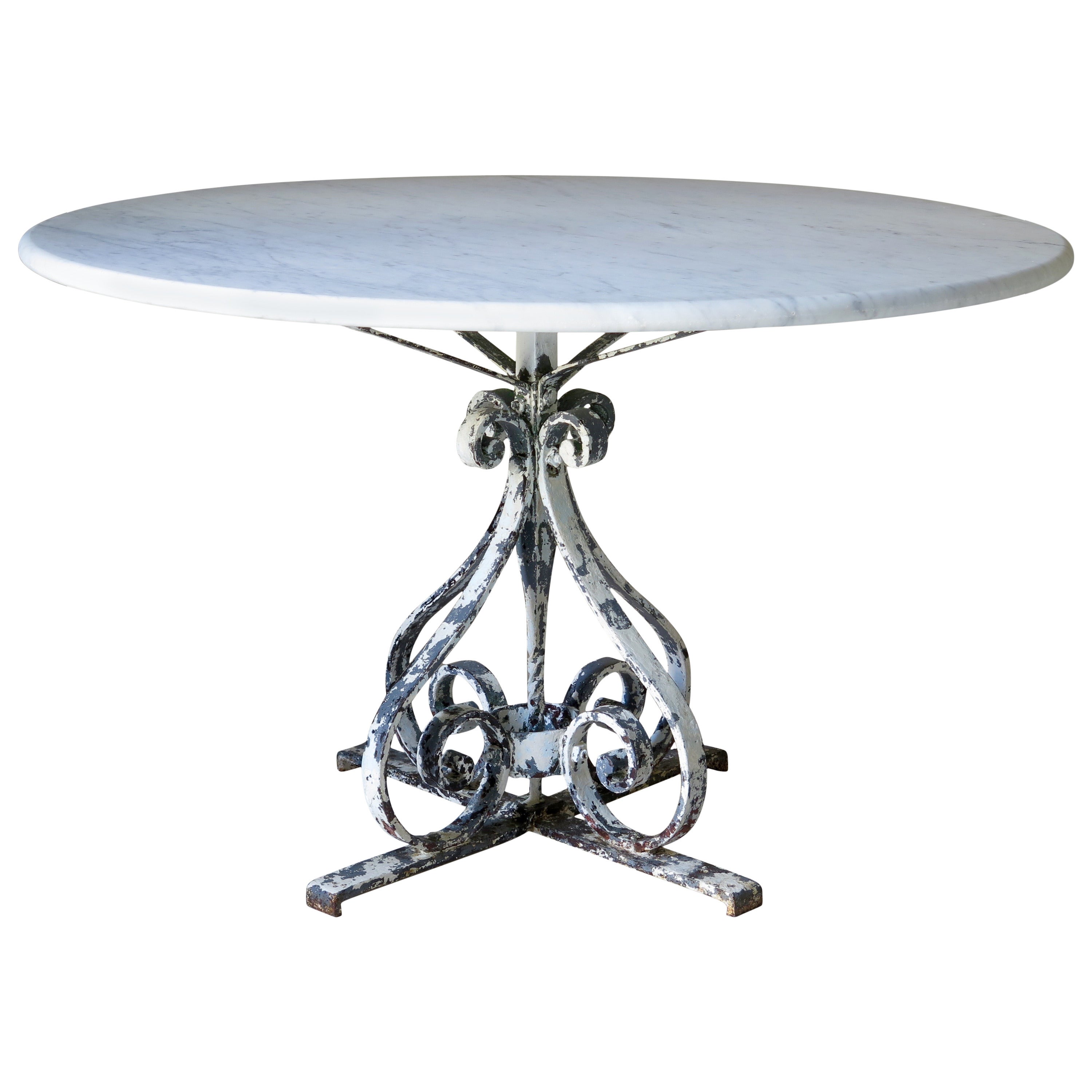 Iron and Marble Dining Table, France, circa 1920s