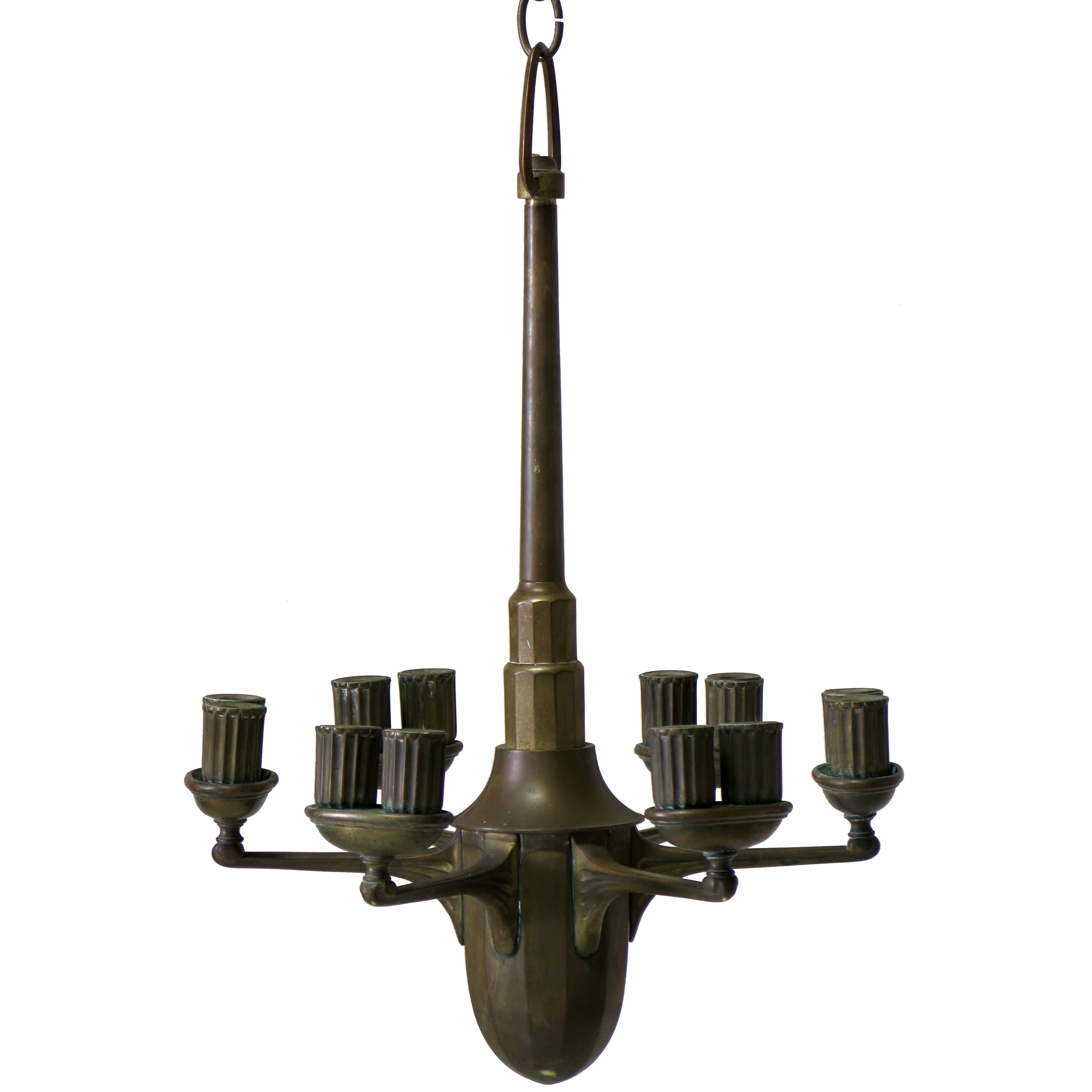 Bronze Chandelier, France, Early 1900s For Sale