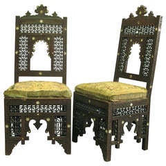Antique Pair of 19th Century Syrian Chairs