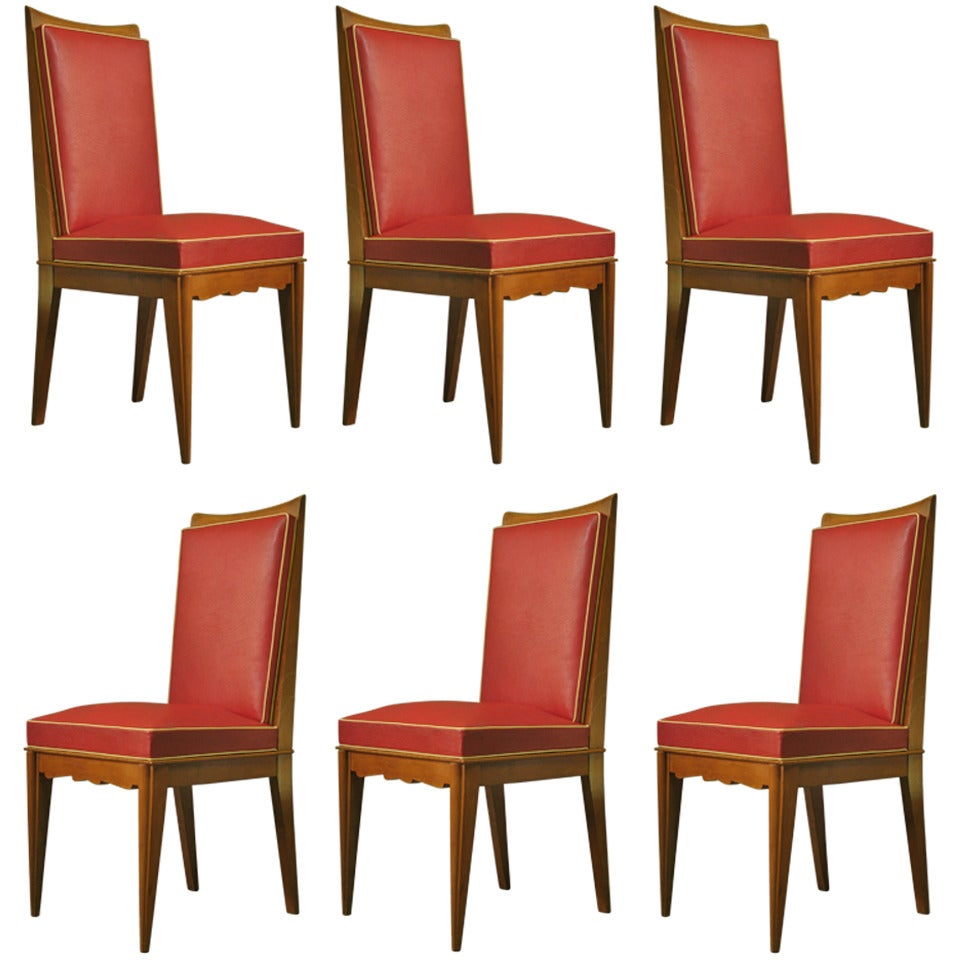 Set of Six French 1950s Dining Chairs